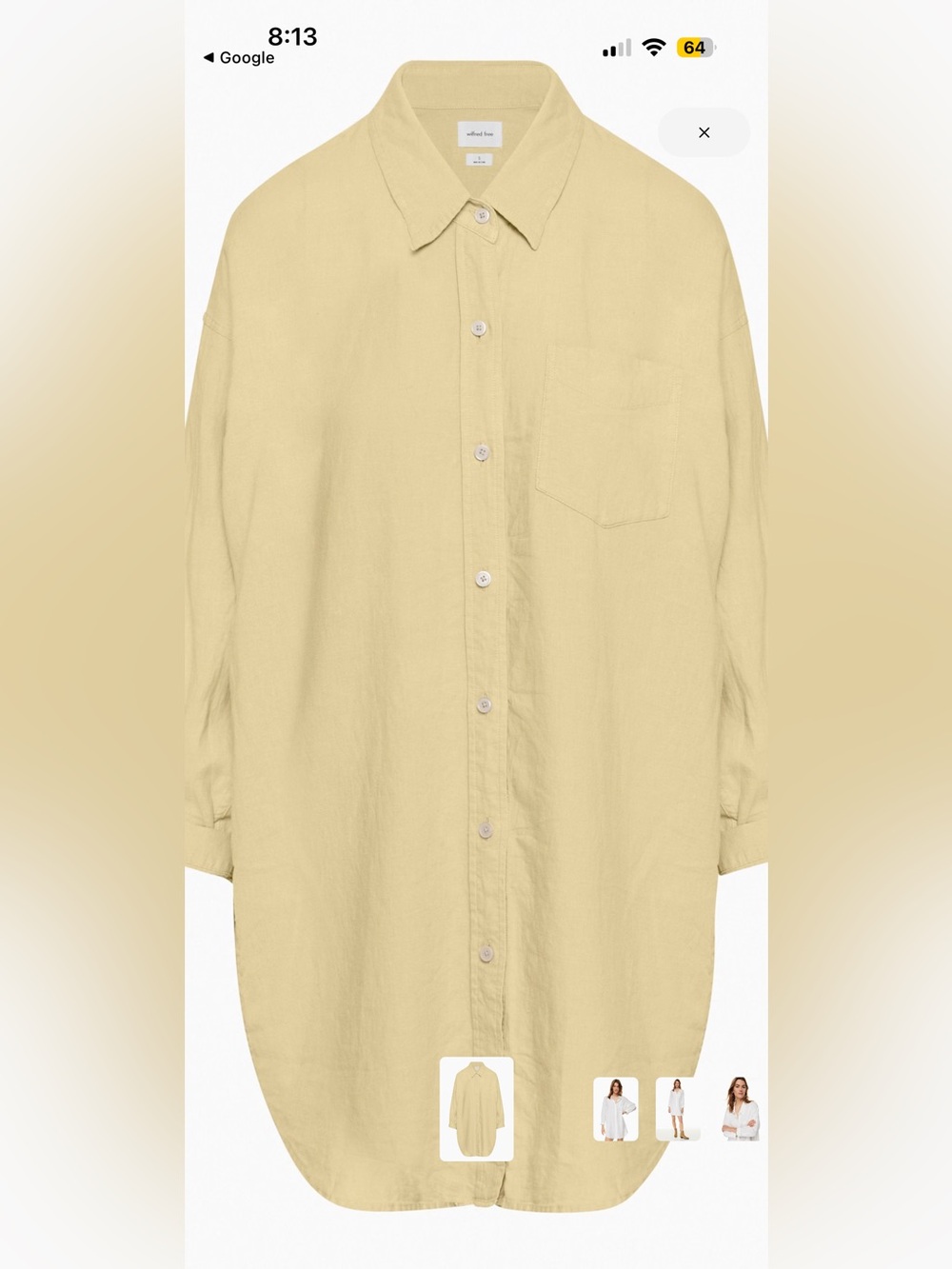 Wilfred Free Button-Up Shirt Dress- yellow